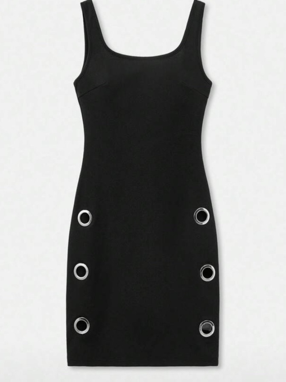 Black Grommet-Detail Tank Dress